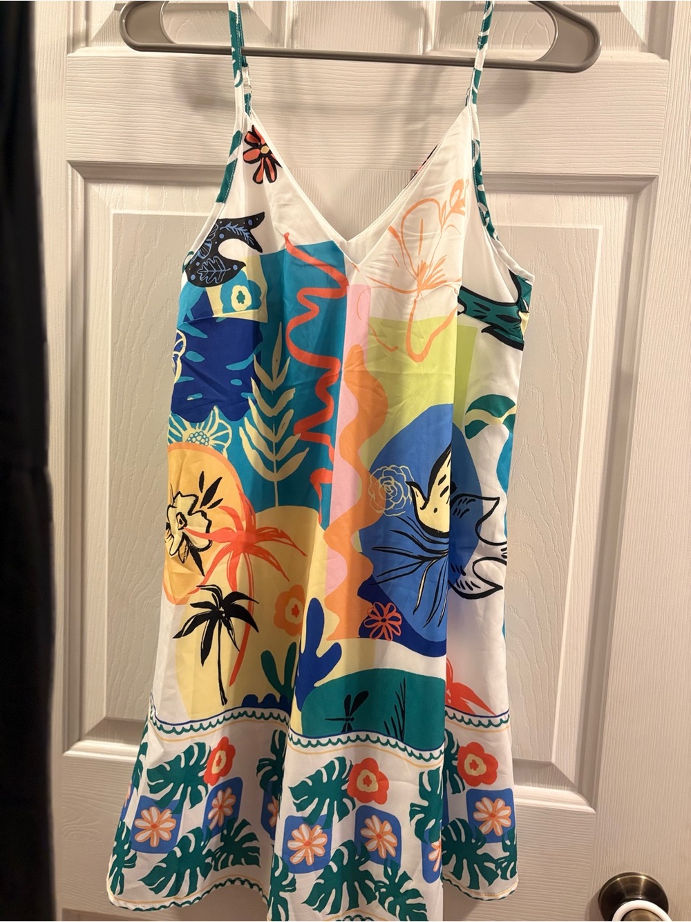 Colorful Tropical Print Kids One-Piece Dress - White Multi size xs